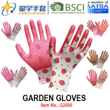 Gants de jardin, imprimés Gants de travail de sécurité finis (G2000) en caoutchouc et revêtement en latex peints en polyéthylène avec CE, En388, En420